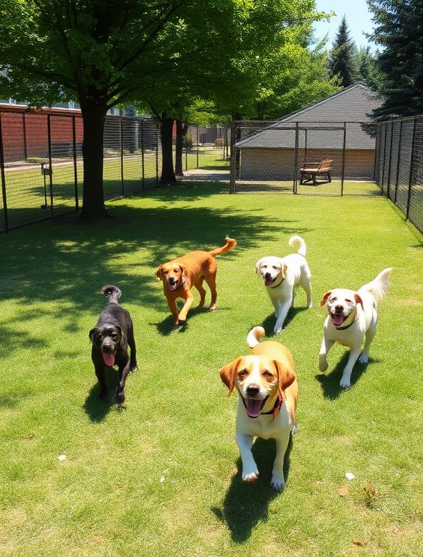 Dogs playing at Dr. Paul's Pet Care Center dog park